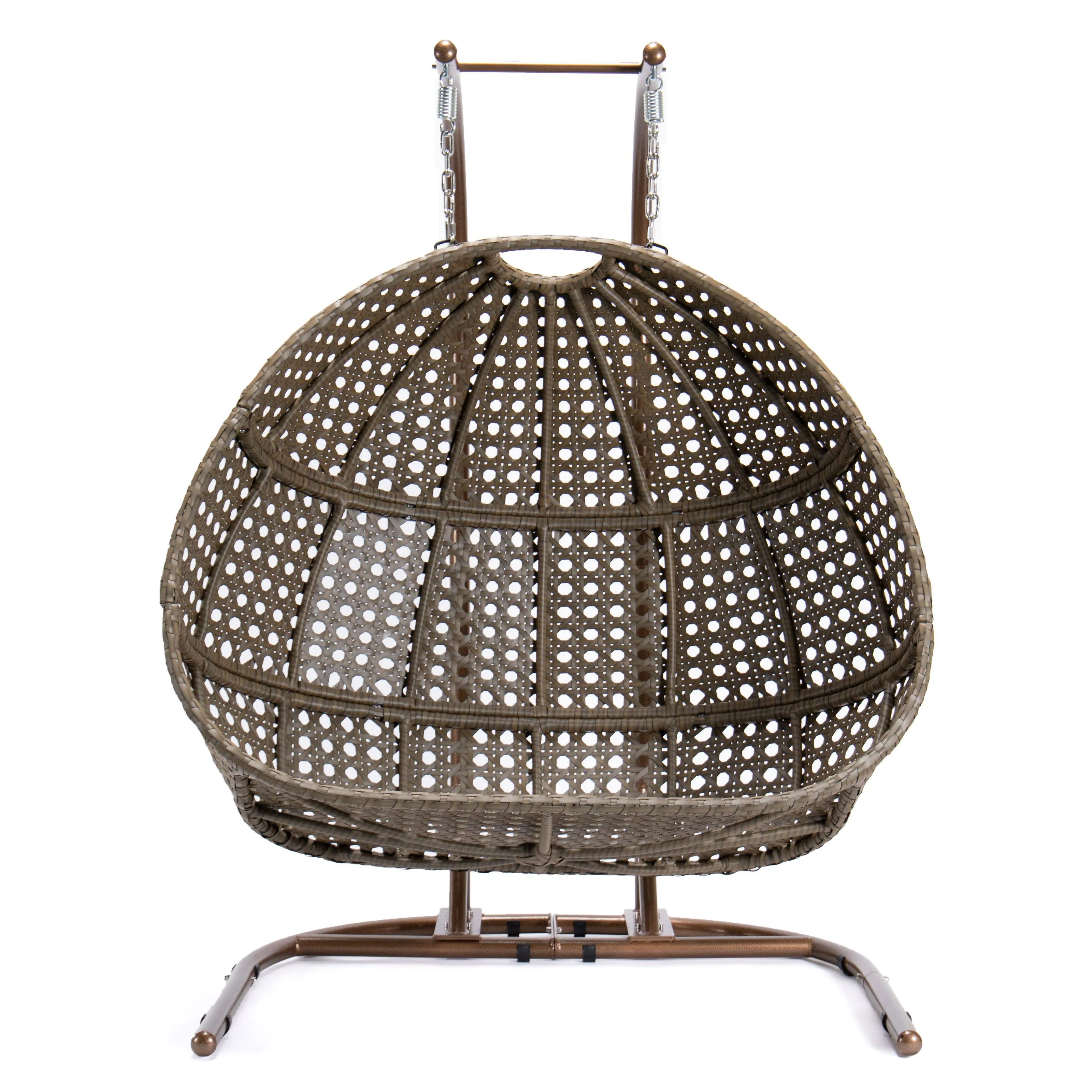 LeisureMod Wicker Hanging Double Egg Swing Chair