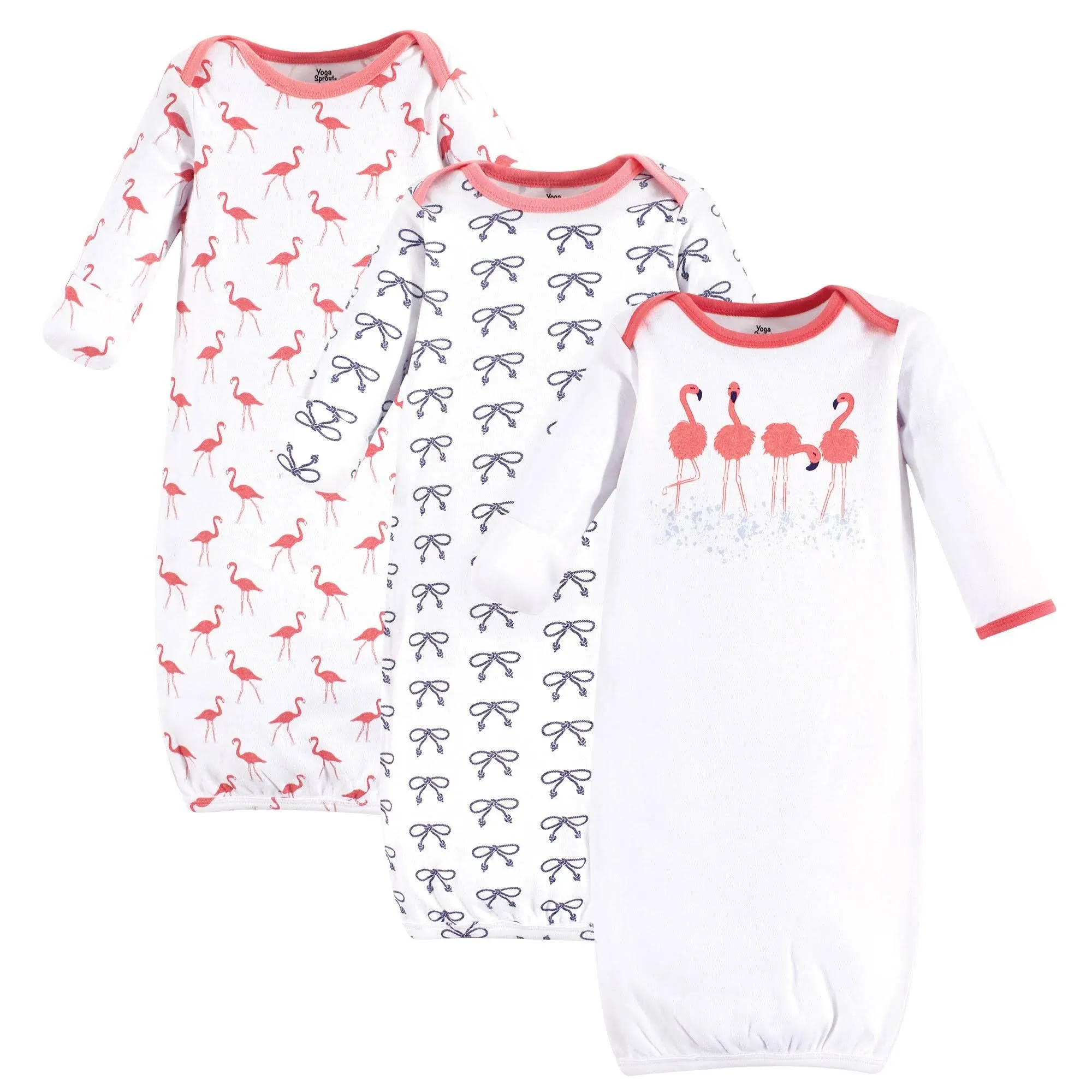 Yoga Sprout Cotton Gowns Flamingo / 0-6 Months