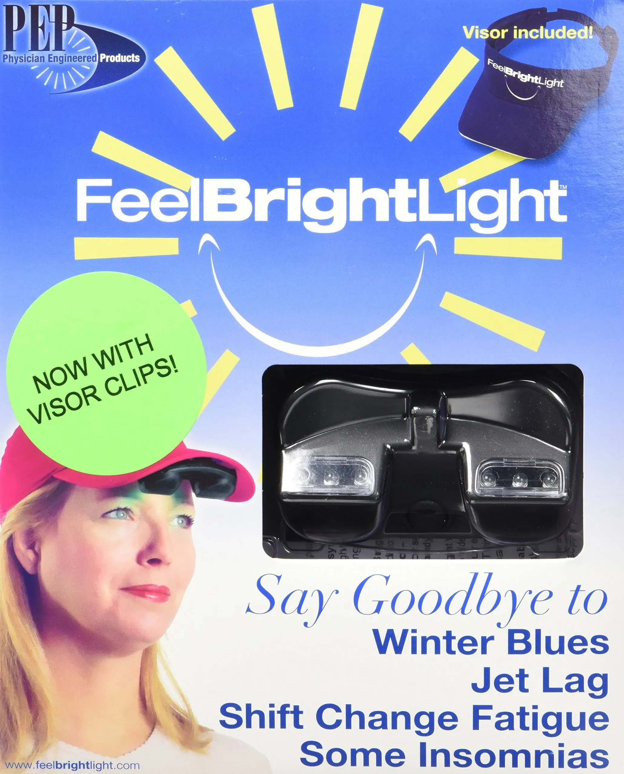 Deluxe Feel Bright Light Portable Light Therapy Device with Visor & Rechargable Battery and Charger