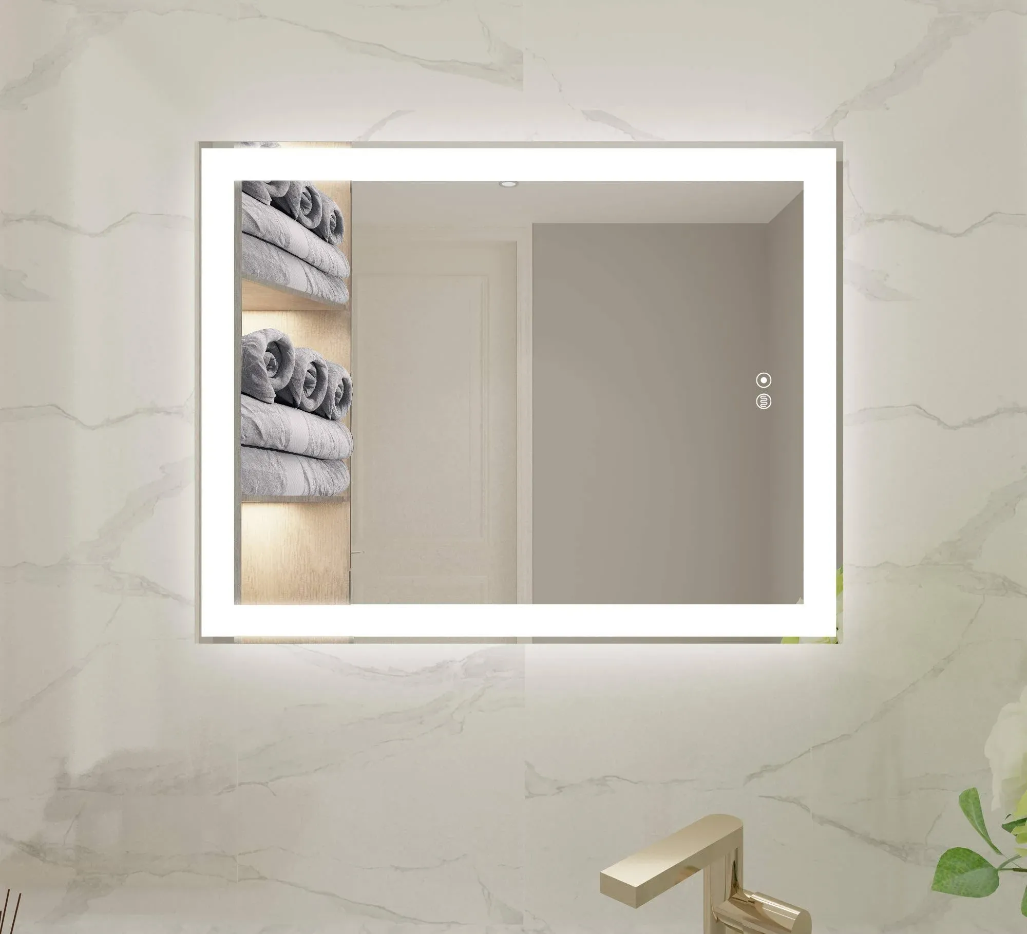 illucid Bathroom Mirror with Lights 28x22 inch Warm light/daylight Color Changing ...