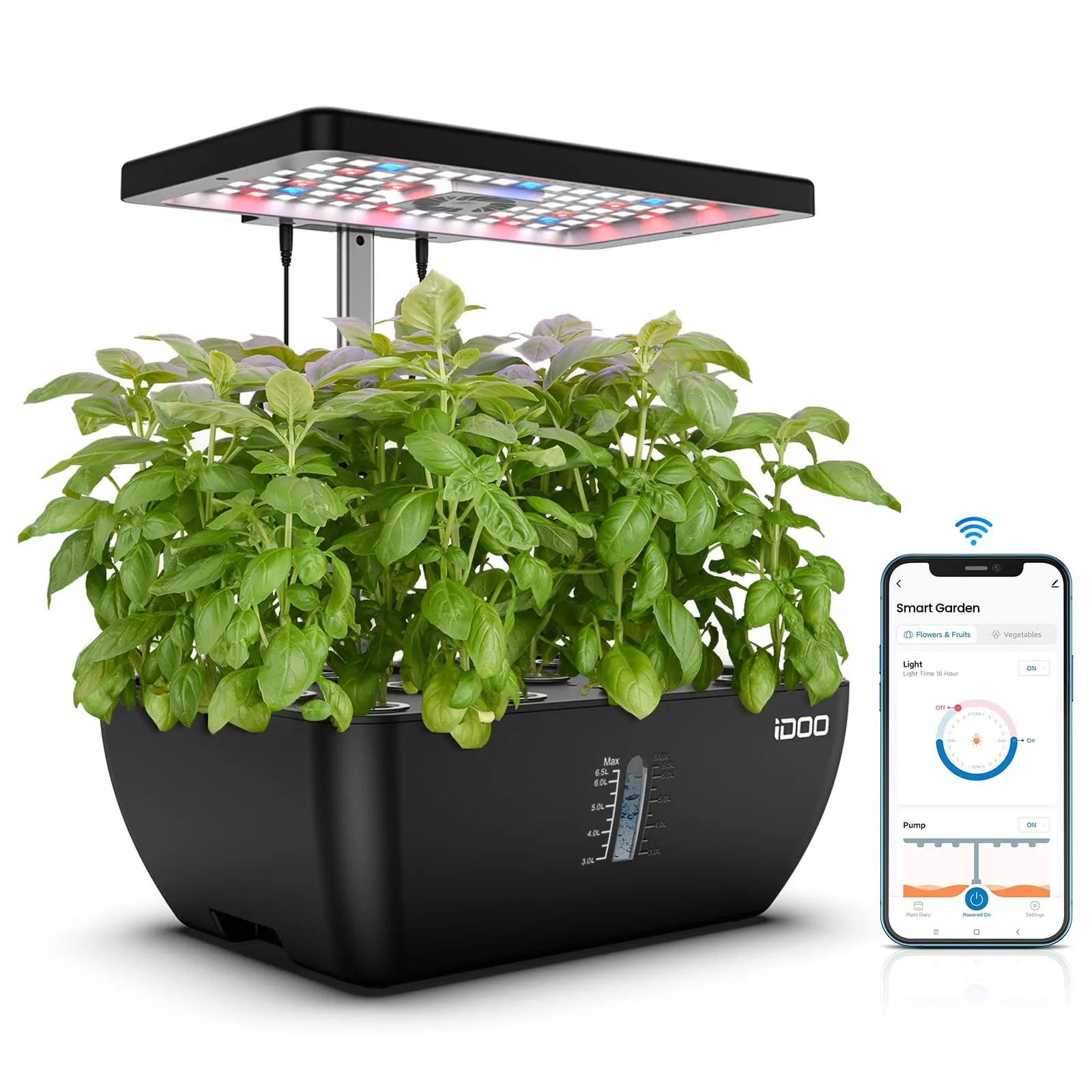 iDOO Indoor Garden Hydroponics Growing System 12Pods WiFi Smart Garden Plant ...