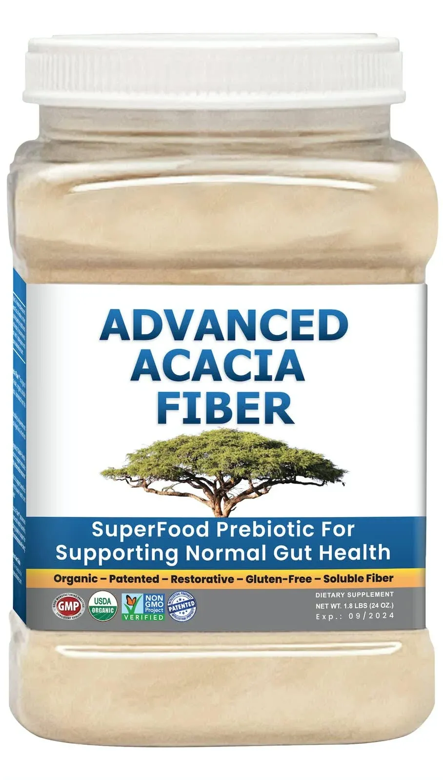 Kidney Restore Acacia Fiber Powder Prebiotic Soluble Fiber Powder Perfect Bathroom Trips, Digestion, IBS Relief, Leaky Gut Repair 24oz w/Scooper