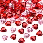 CHENGU Valentines Day Acrylic Heart Acrylic Heart Rhinestones Flat Back Heart Decoration Wedding Heart Table Scatter Decoration for DIY Crafts Jewelry Making, 0.5 Inch(red, Pink, 200 pcs)