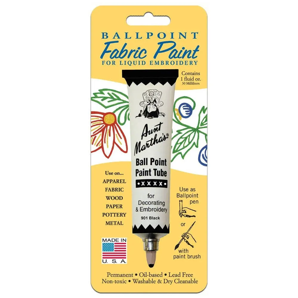 Aunt Martha's Ballpoint Paint Tube - Black 1 oz.