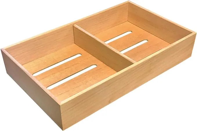 Prestige Import Group - Universal Spanish Cedar Tray with 1 Adjustable Divider for Storage or Cigars - Size: 12.5" x 7.5" x 2.25"