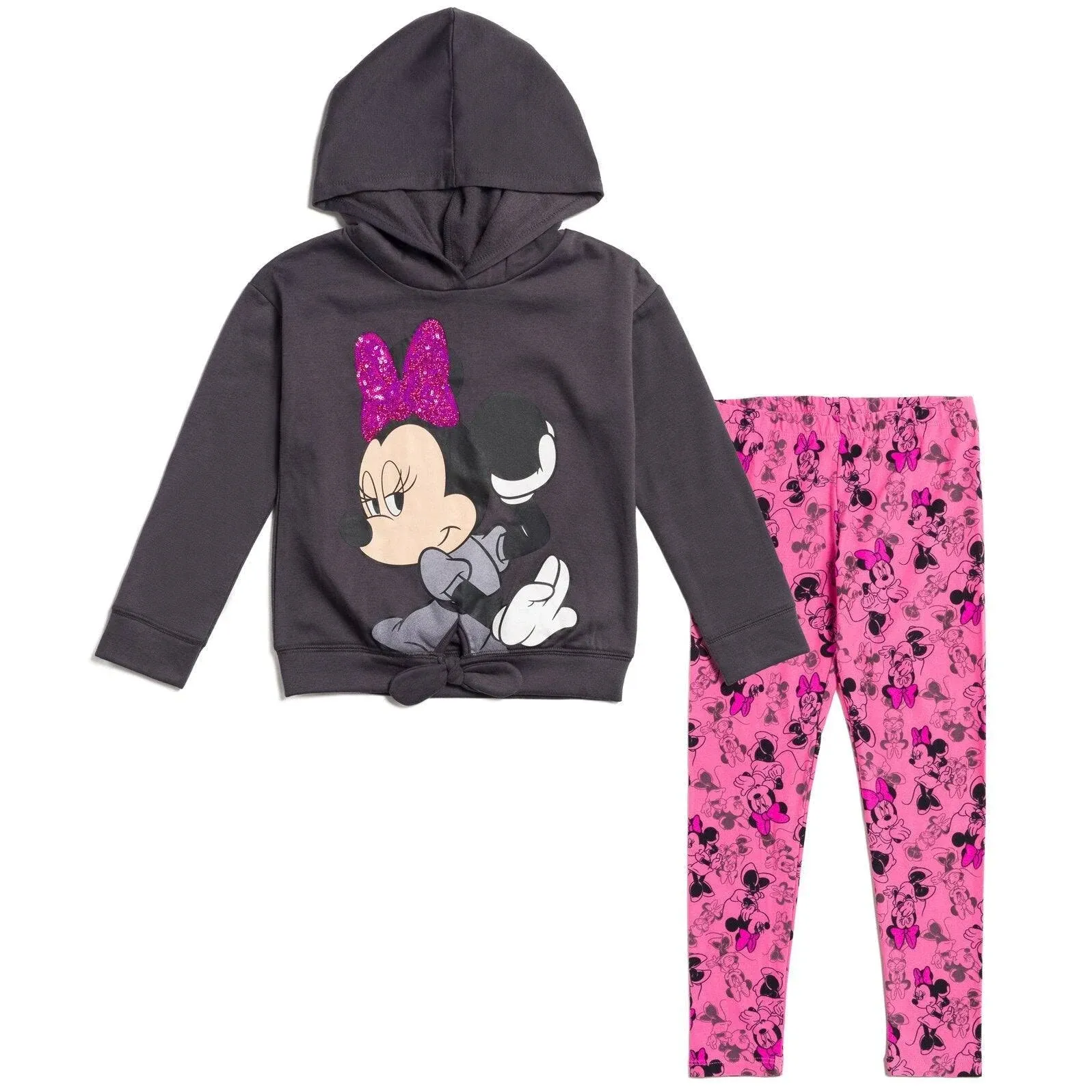 Disney Minnie Mouse Little Girls Pullover Fleece Hoodie and Leggings Outfit Set ...