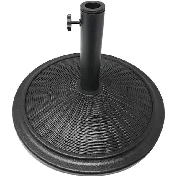 Trademark Innovations Outdoor Cement Patio Umbrella Base with Wicker Design in Black