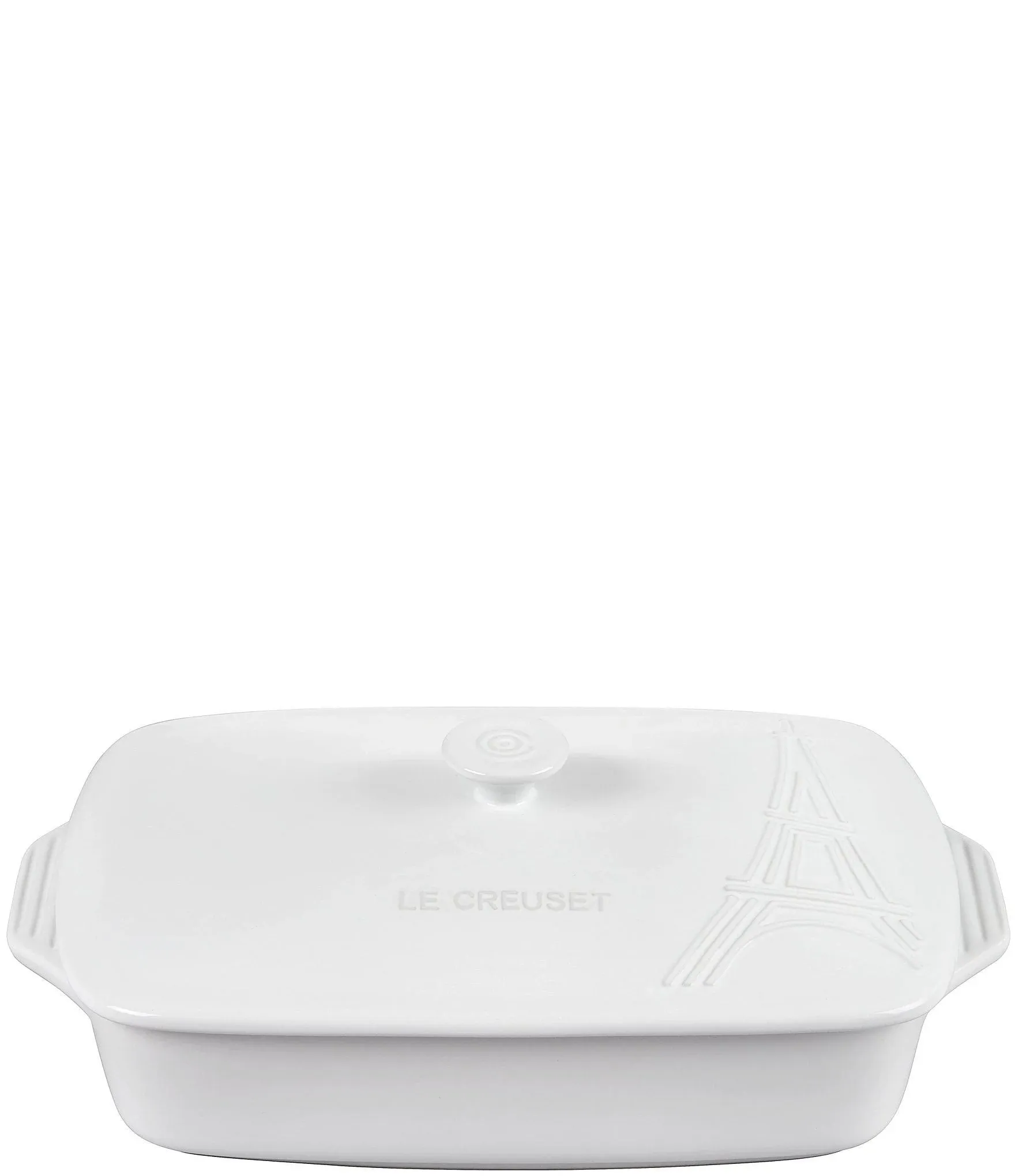 Le Creuset Eiffel Tower Collection Stoneware Covered Rectangular Casserole, 3.5 qt. (12.5" x 8.5"), White