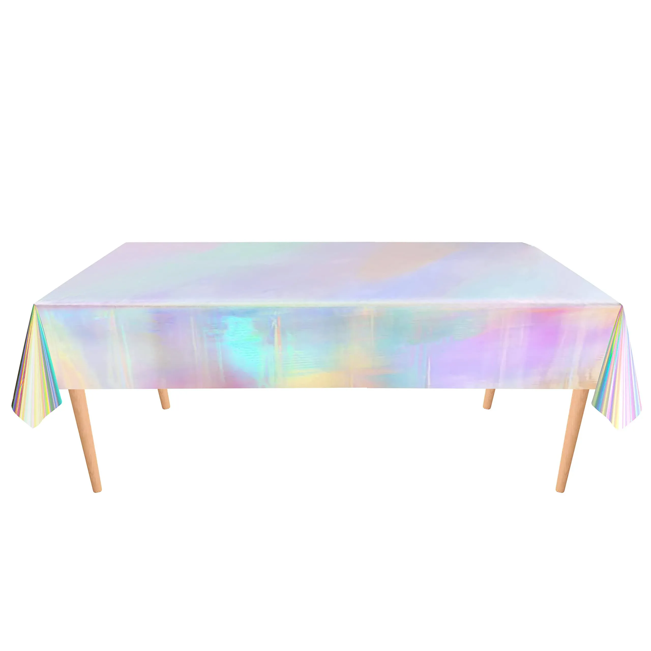 2pcs Plastic Iridescent Tablecloth Holographic Foil Table Cover For Euphoria Party Decor