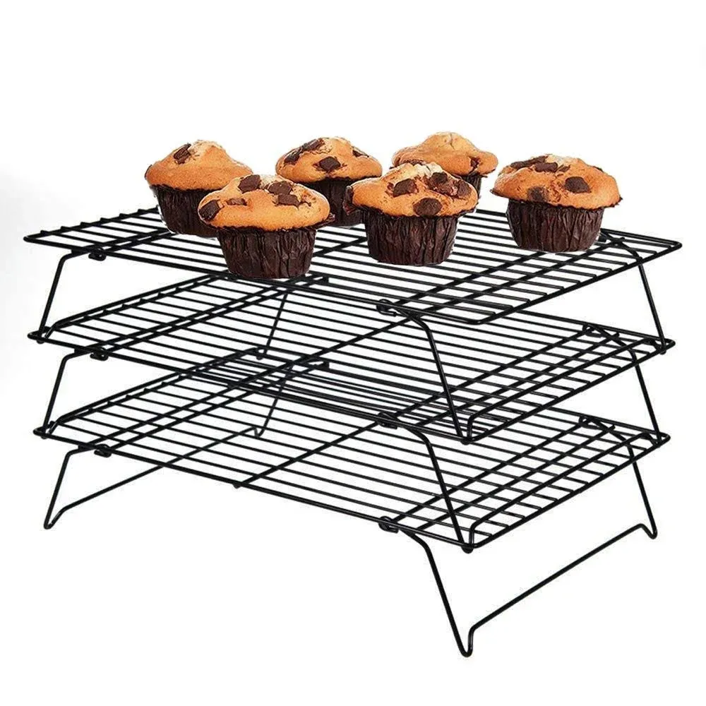 3 Tier Cooling Rack, iPstyle Stackable Baking Rack Shelf, Kitchen Cookie Cooling Baking Supplies