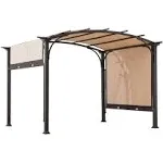 Sunjoy 9.5 ft. x 11 ft. Brown Steel Arched Pergola with 2-Tone Adjustable Shade