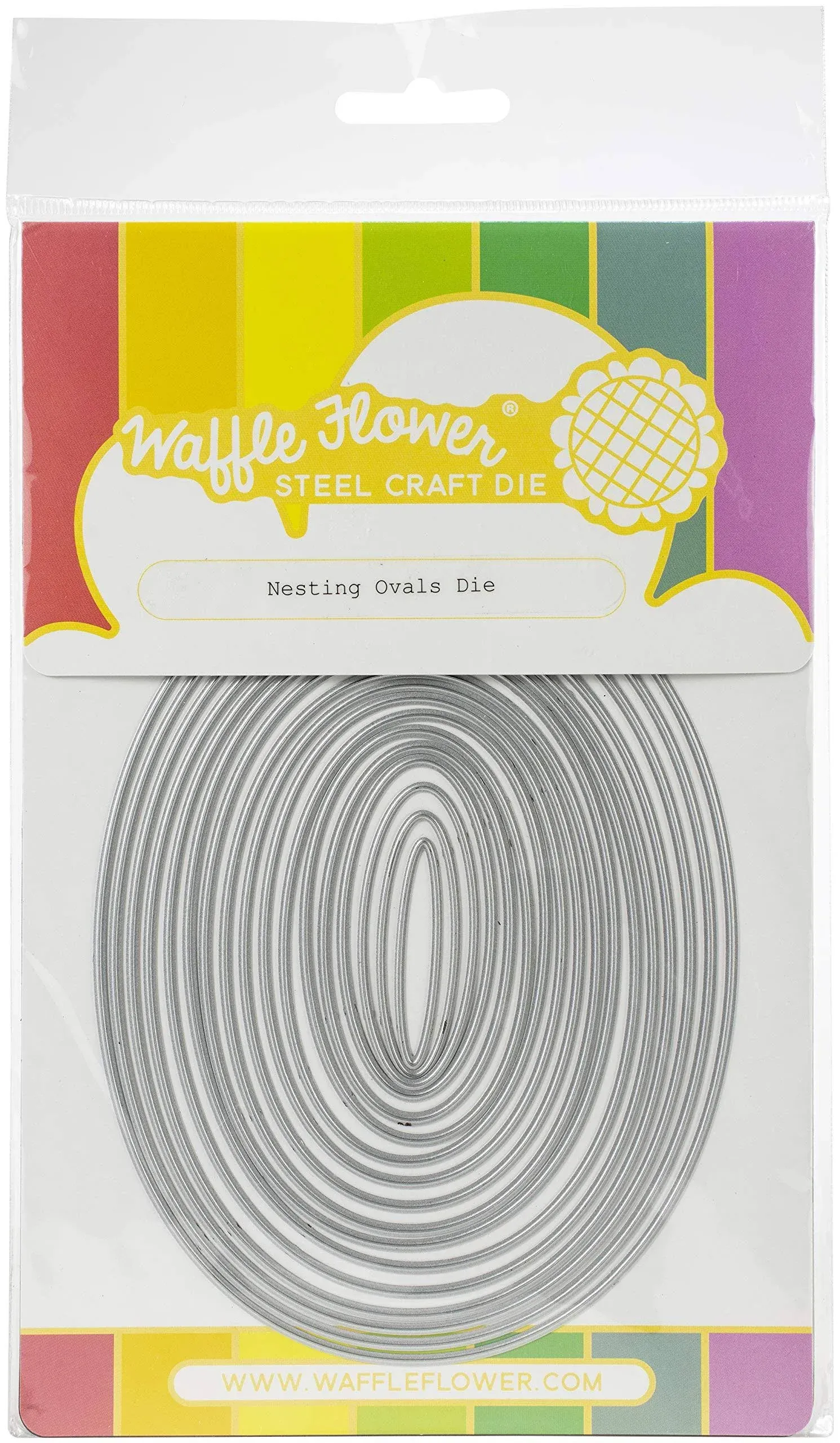 Waffle Flower Nesting Oval Die - Set of 17 Nesting Oval Panel Mat Layer Craft Cutting Dies for Cardmaking; Sized at 4-1/4" x 5-1/2" Down; 1/8" min. Border Between Next-Door Layers