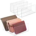 mDesign Plastic Divided Purse Storage Organizer for Closets - 2 Pack - Clear