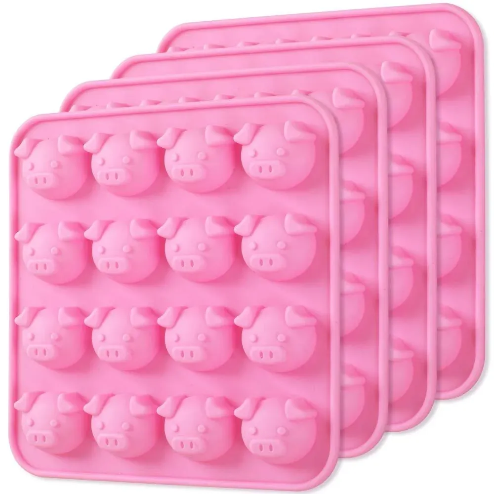 Newk Piggy Chocolate Silicone Mold, 4 Packs 16- Cavity Pig Face Emoticons Piglet ...