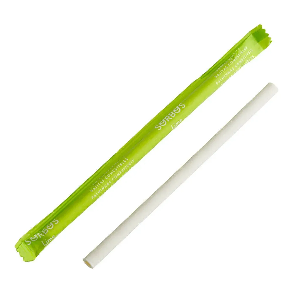 Sorbos Lime Flavored Edible Sustainable Straws - Box of 200 - 7.5"L