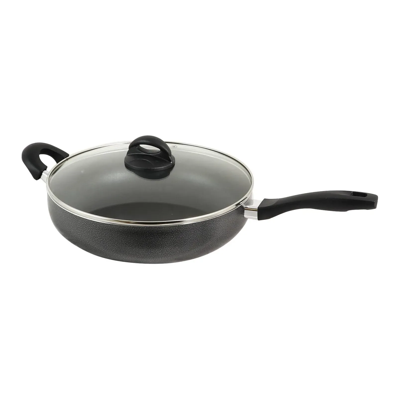 Oster Clairborne 12 in. Aluminum Saute Pan with Lid in Charcoal Grey