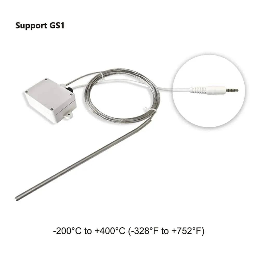 Ubibot RS485 PT-100 Thermocouple Temperature Probe, Platinum Resistor Sensor for Extreme Heat or Cold, Monitor -200 to 400 C,Audio Plug, for GS1 Device only