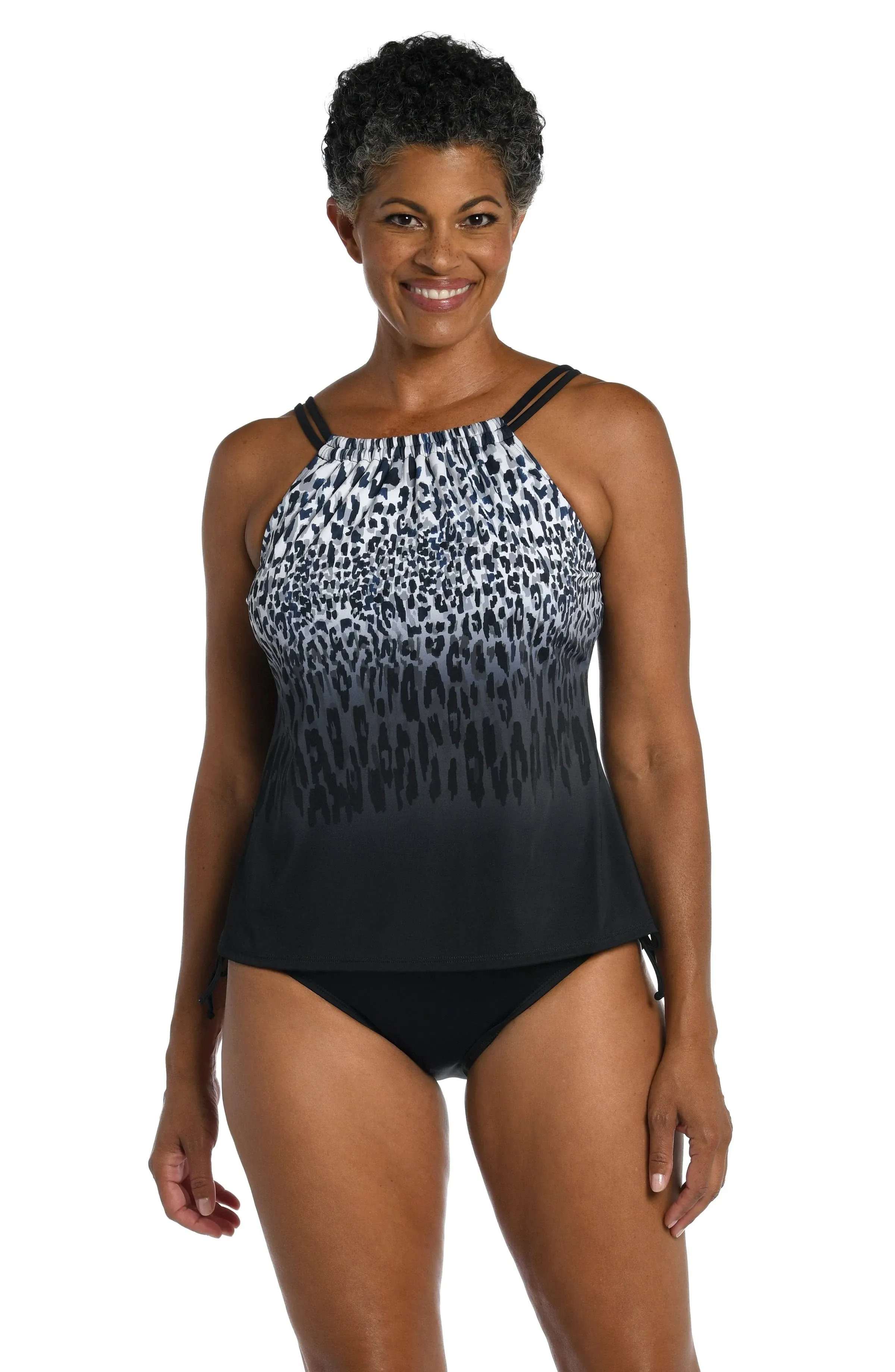 Ombre Animal High Neck Underwire Tankini Top - FINAL SALE