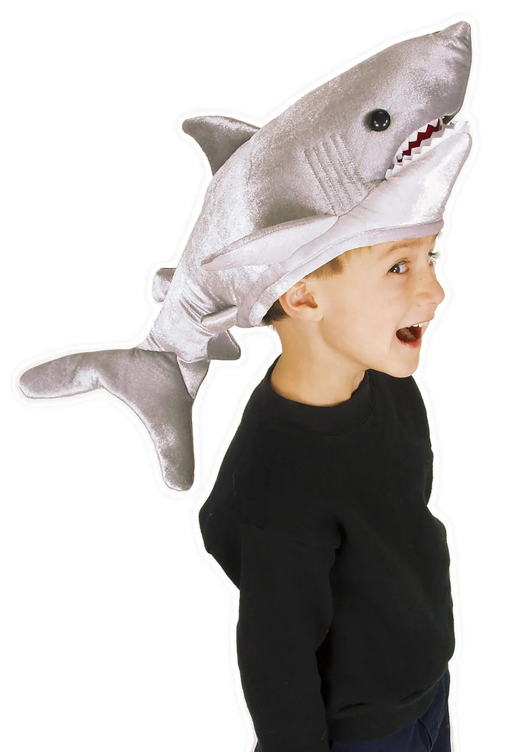 Youth Plush Velour Shark Hat Adjustable