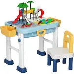 Costzon Kids Table and Chair Set, 7 in 1 Activity Table for Toddlers Drawing