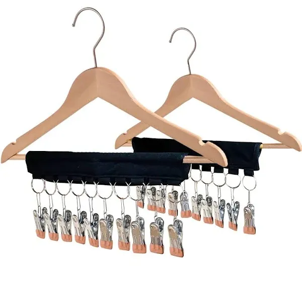 Legging Organizer for Closet Metal Hangers with Clips 2 Pack w/10 Clips Holds...