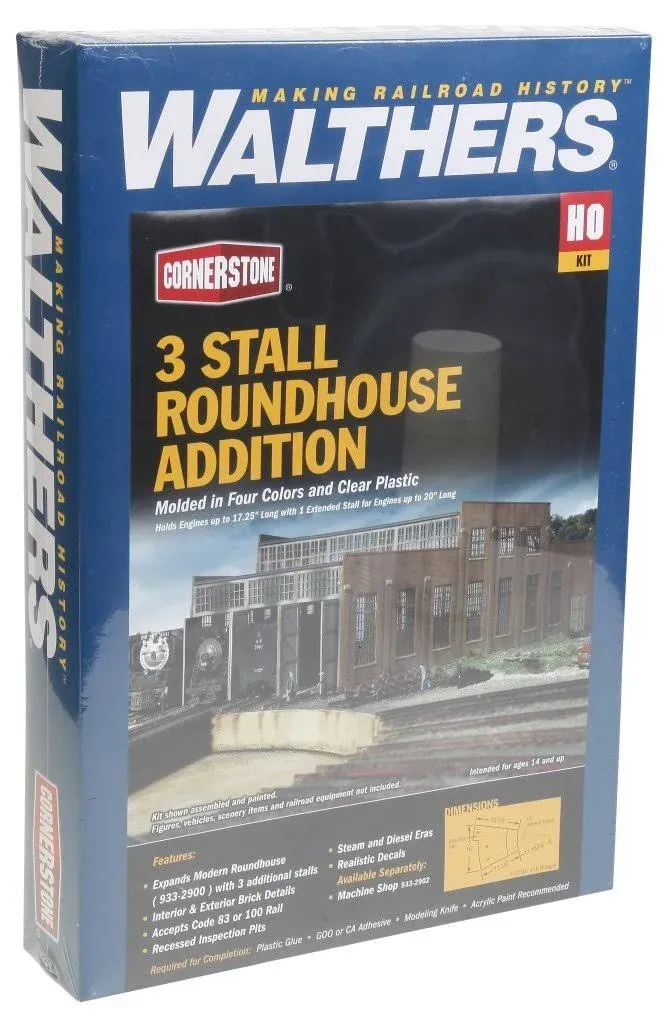 Walthers Cornerstone 933-2901 | 3-Stall Modern Roundhouse Addition | HO Scale