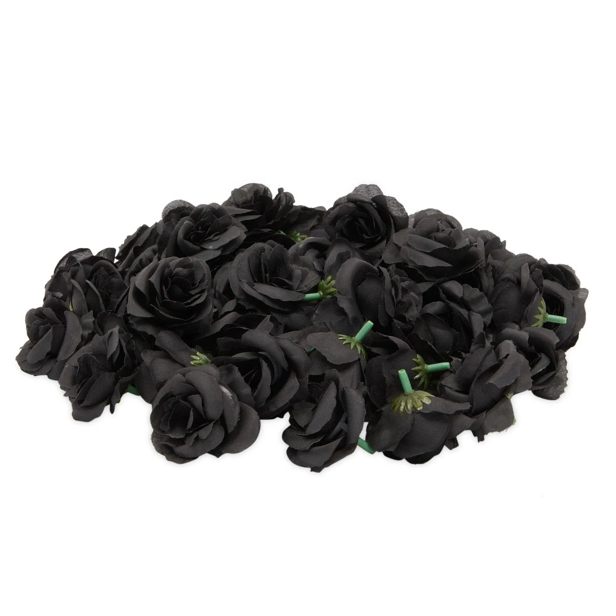 Bright Creations 50 Pack Artificial Black Rose Flower Heads for Arts and Crafts ...