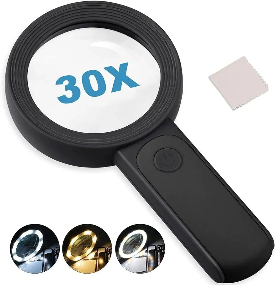 Magnifying Glass with Light 3X 45x High Magnification, Handheld & Lightweight ...