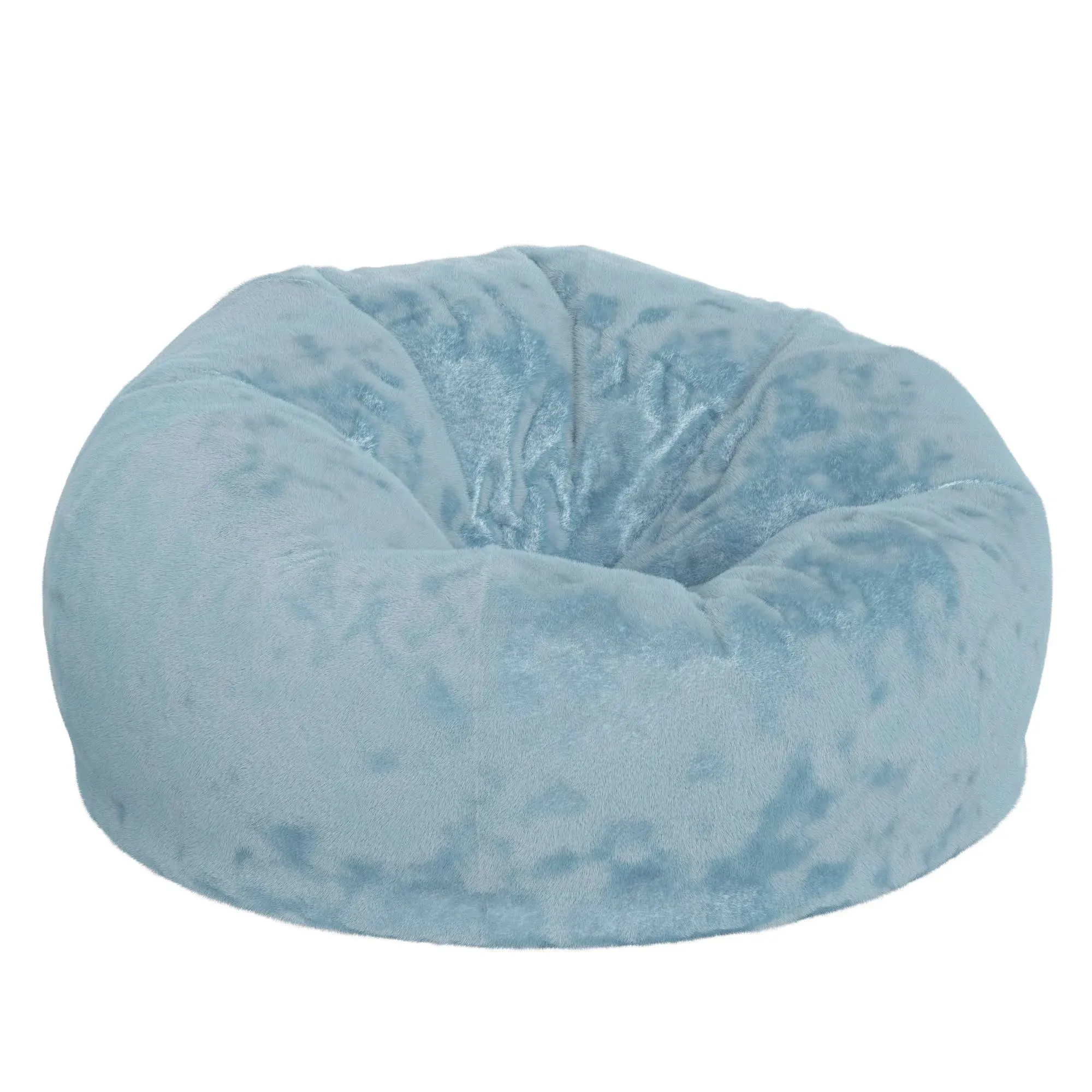 Flash Furniture Duncan Oversized Teal Furry Refillable Bean Bag Chair for All Ages