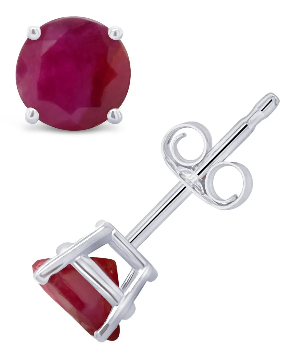 Ruby (1-1/5 Ct. T.w.) Stud Earrings In 14k White Gold. Also Available In 14k Yellow Gold In Ruby,white Gold