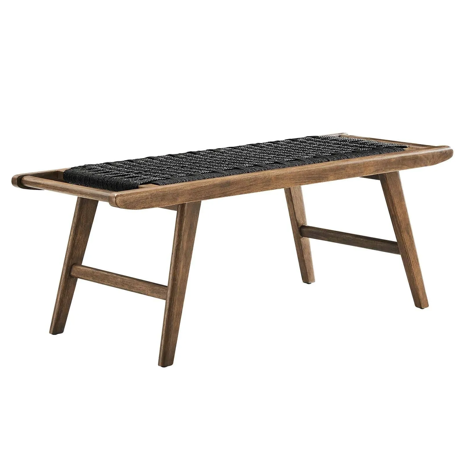 Saoirse 47" Wove Rope Wood Bench - Walnut - Black