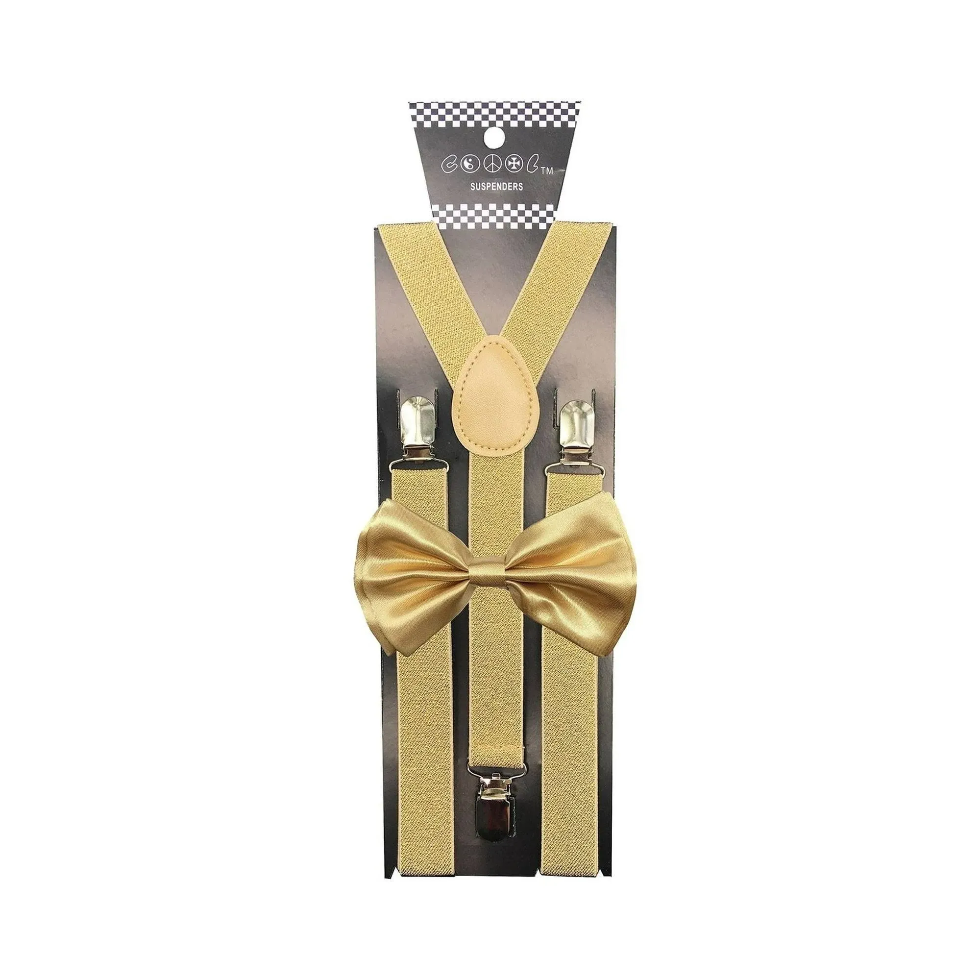 L&M Adult Unisex Gold Glitter Suspenders with Matching Gold Metallic Bow Tie Set ...