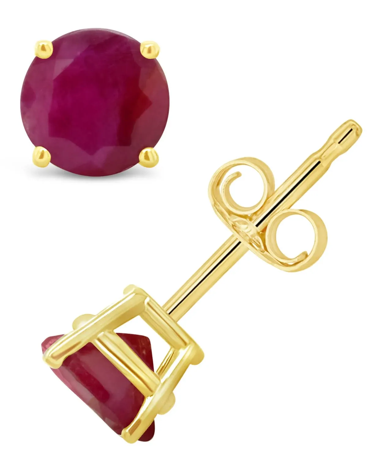 14K Yellow Gold 5mm Round Ruby Stud Earrings, Color: Gold by Fingerhut