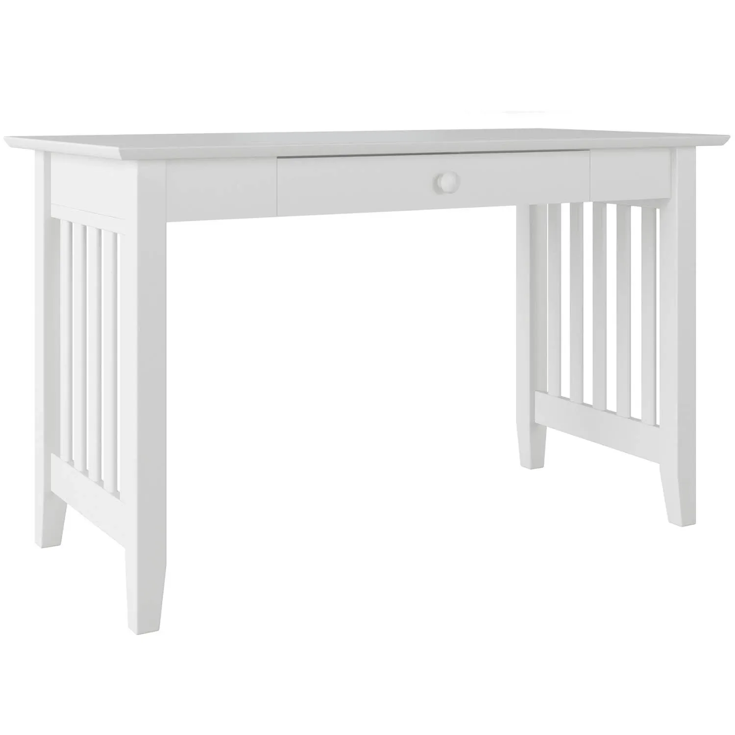 AFI Mission Solid Wood Writing Office Desk with Elegant Felt Drawer in White