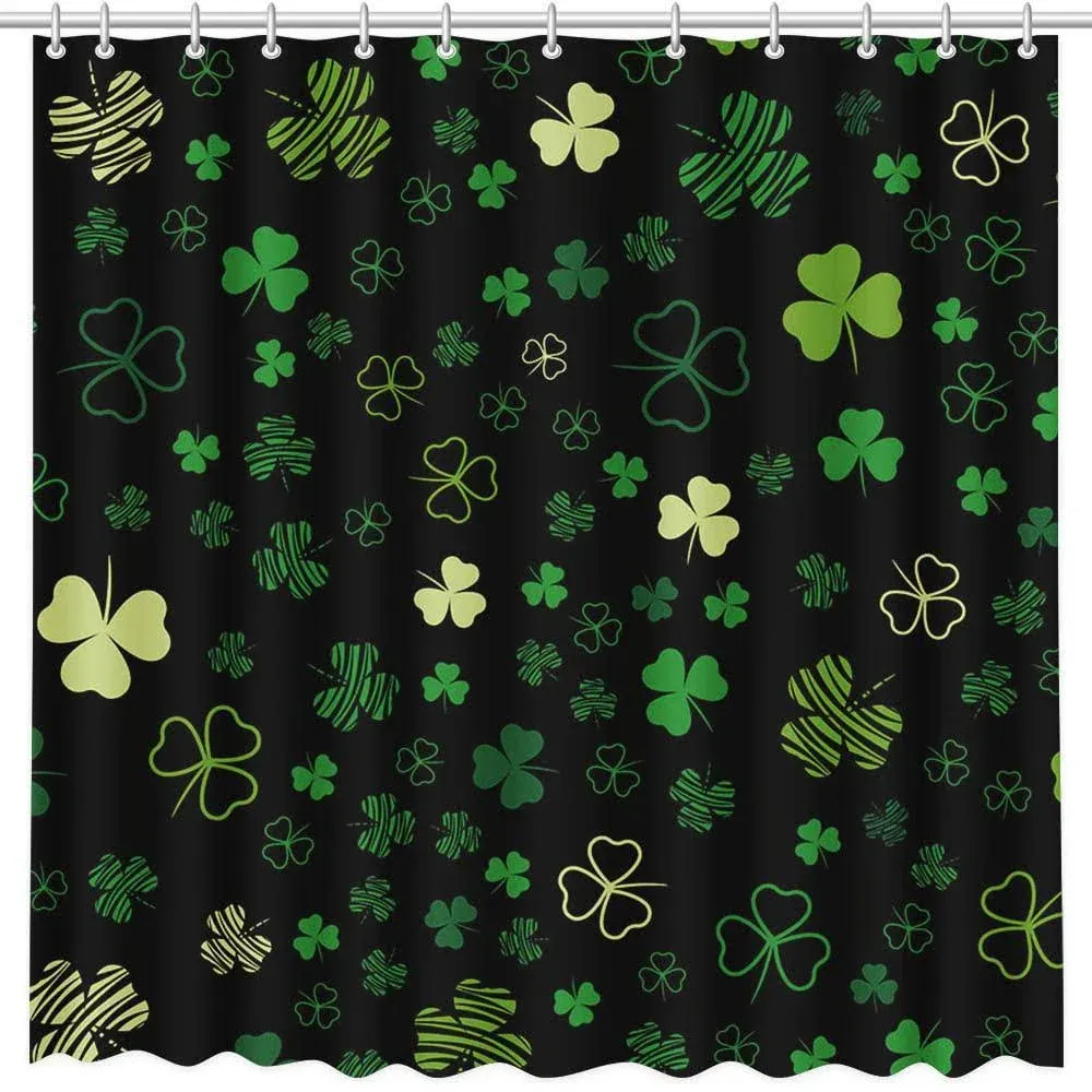 AIBIIN 72x72 in St. Patrick's Day Clover Shower Curtain for Bathroom Shamrocks ...