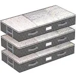 Large Under Bed Storage Bins with Lids - 3pcs Grey