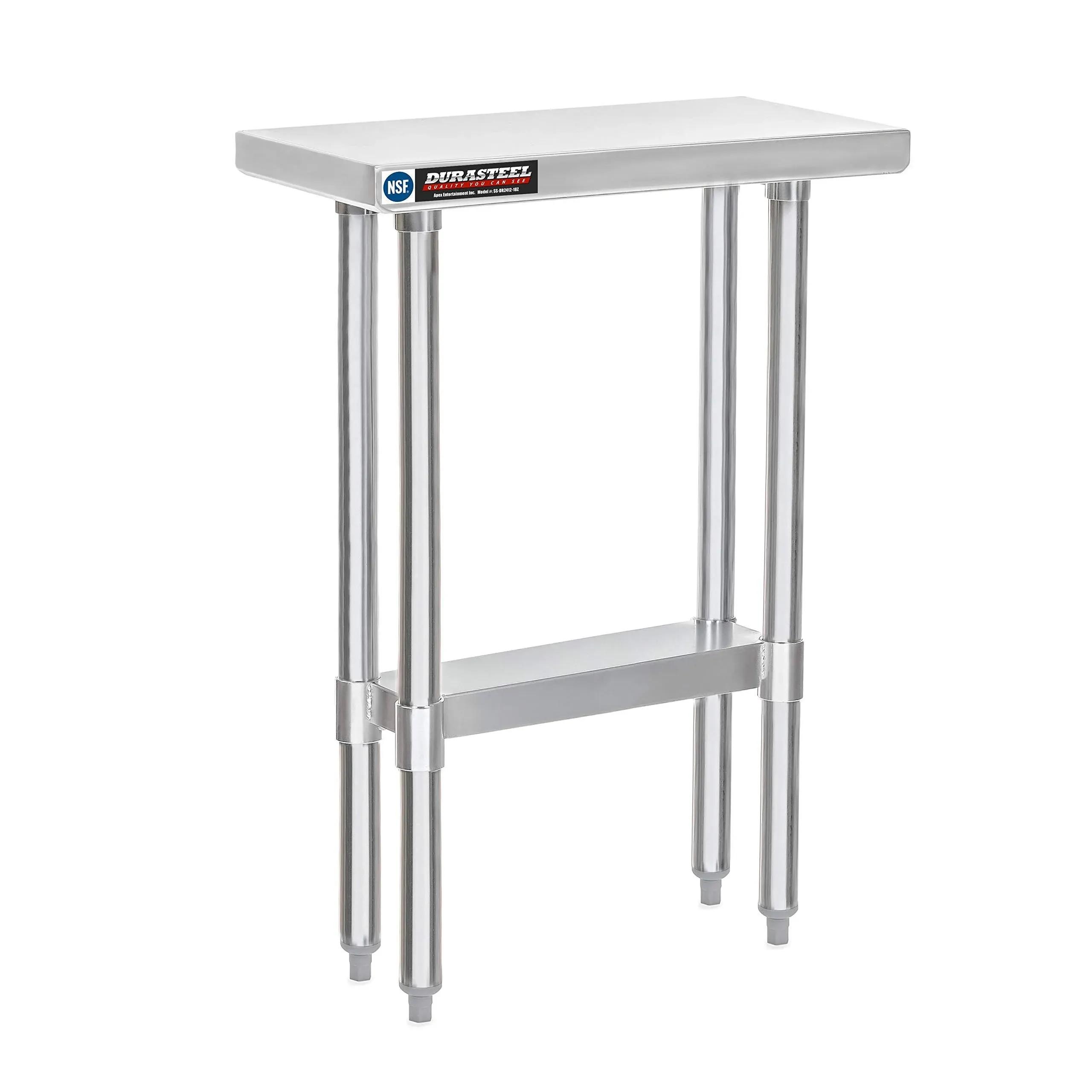 DuraSteel 24x12 Small Stainless Steel Table - NSF Narrow Commercial Side Work Table - Food Prep Metal Table with Under Shelf - For Laundry Room, Kitchen, Outdoor Grill, Small Spaces