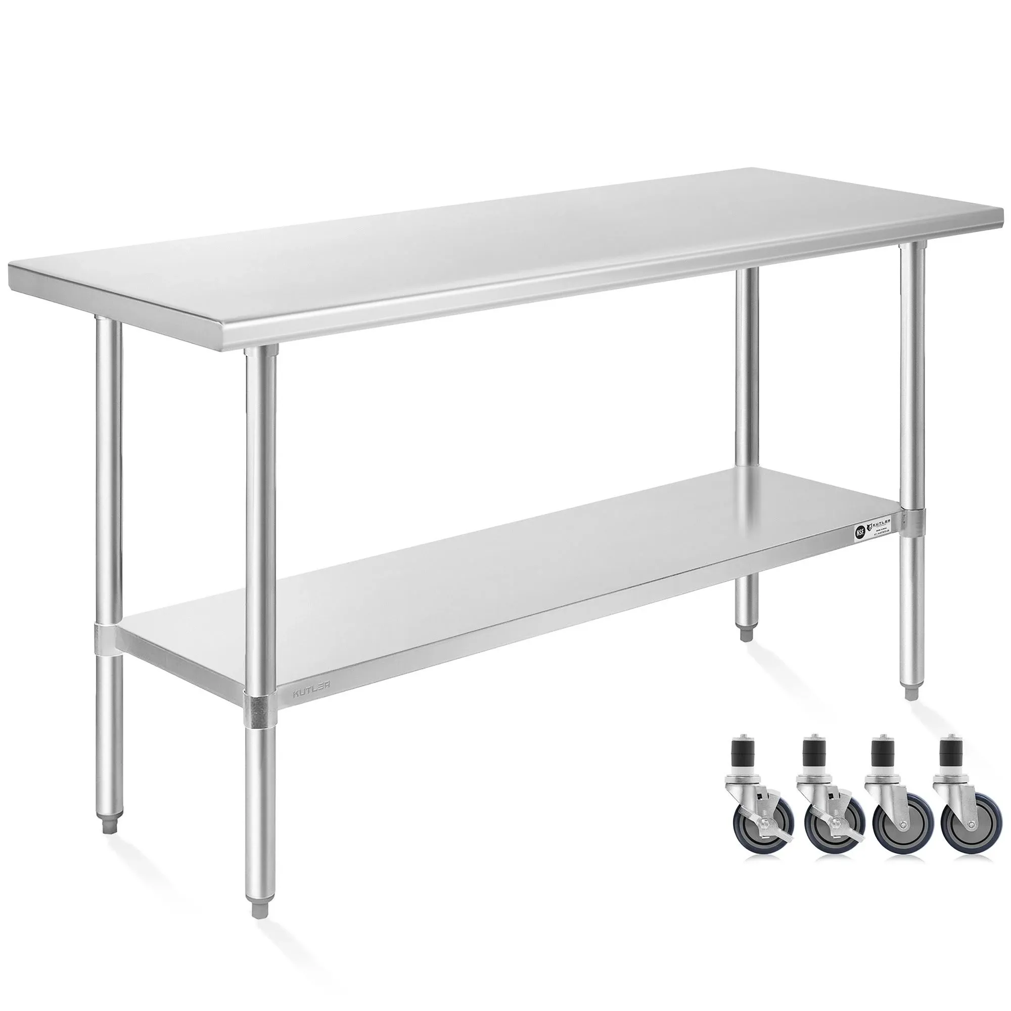 GRIDMANN NSF Stainless Steel Commercial Kitchen Prep & Work Table w/ Backsplash - 60 in. x 24 in