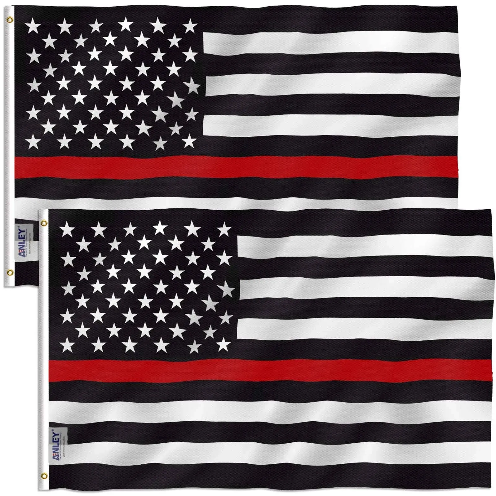 Anley 3x5 Foot Thin Red Line USA Polyester Flag - American Honoring Firefighter ...