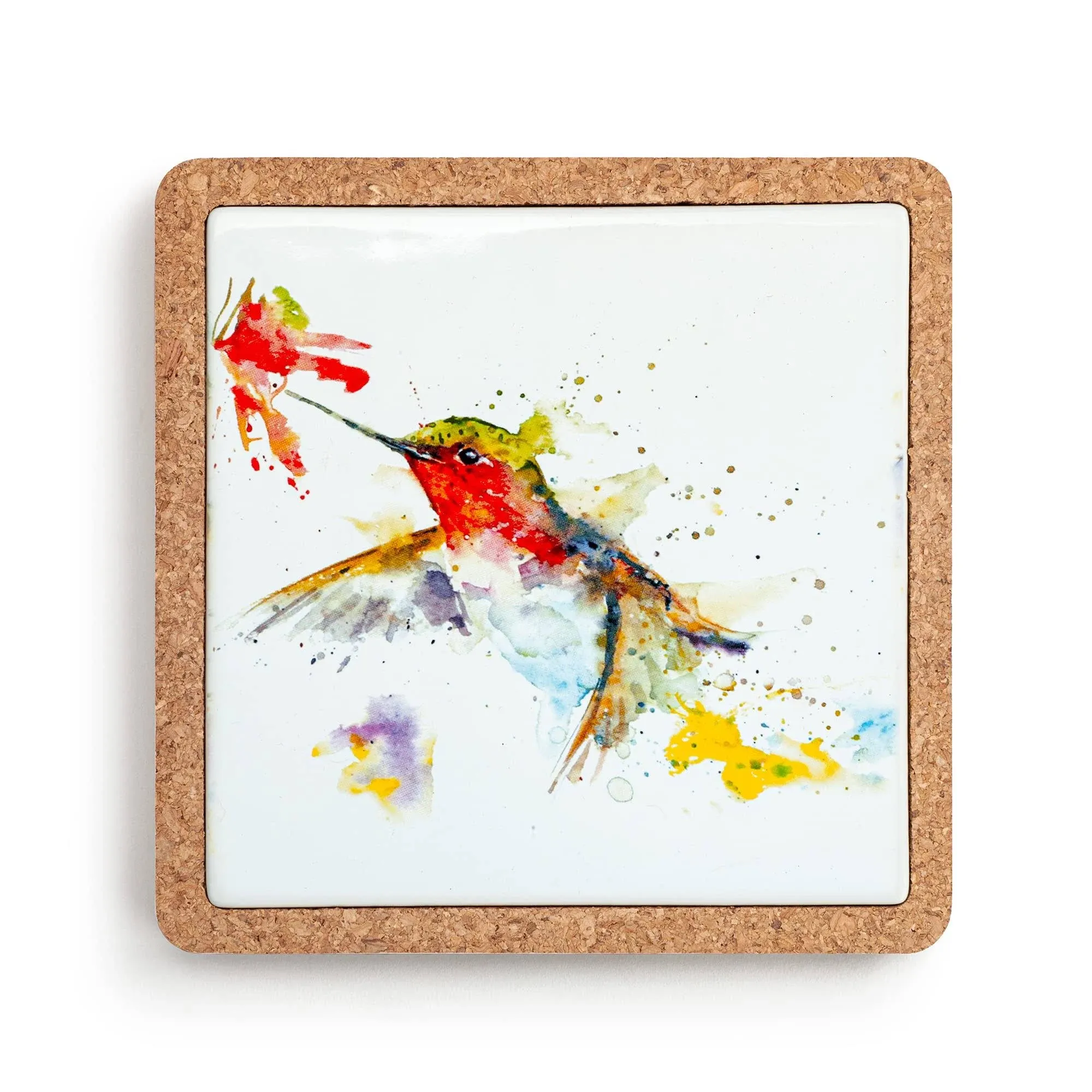 Demdaco Hummer and Flower Cork Base Trivet