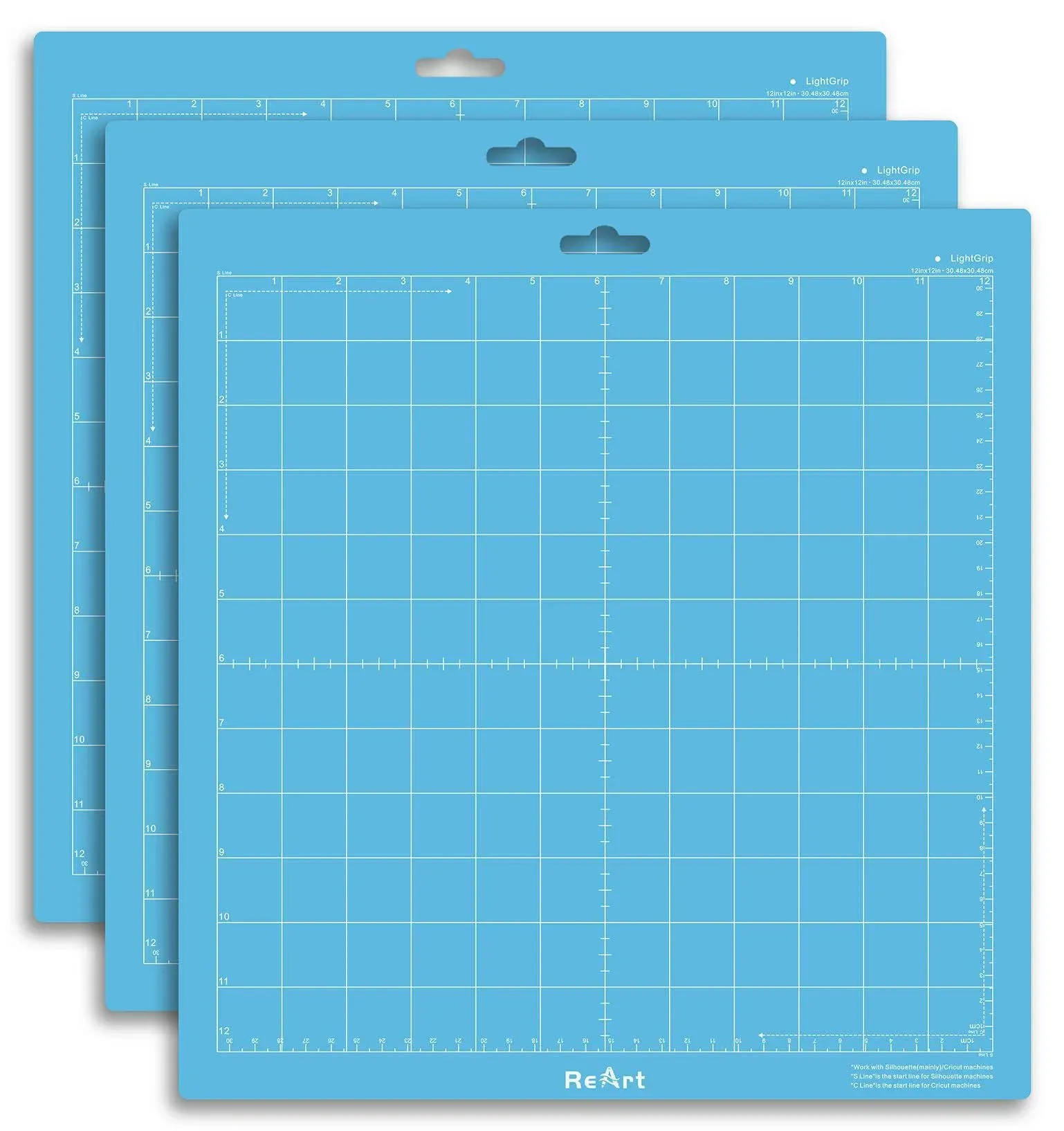 Reart Cutting Mat Suit for Silhouette Cameo 3 Packs 12 x 12 - Light Grip Adhesive ...