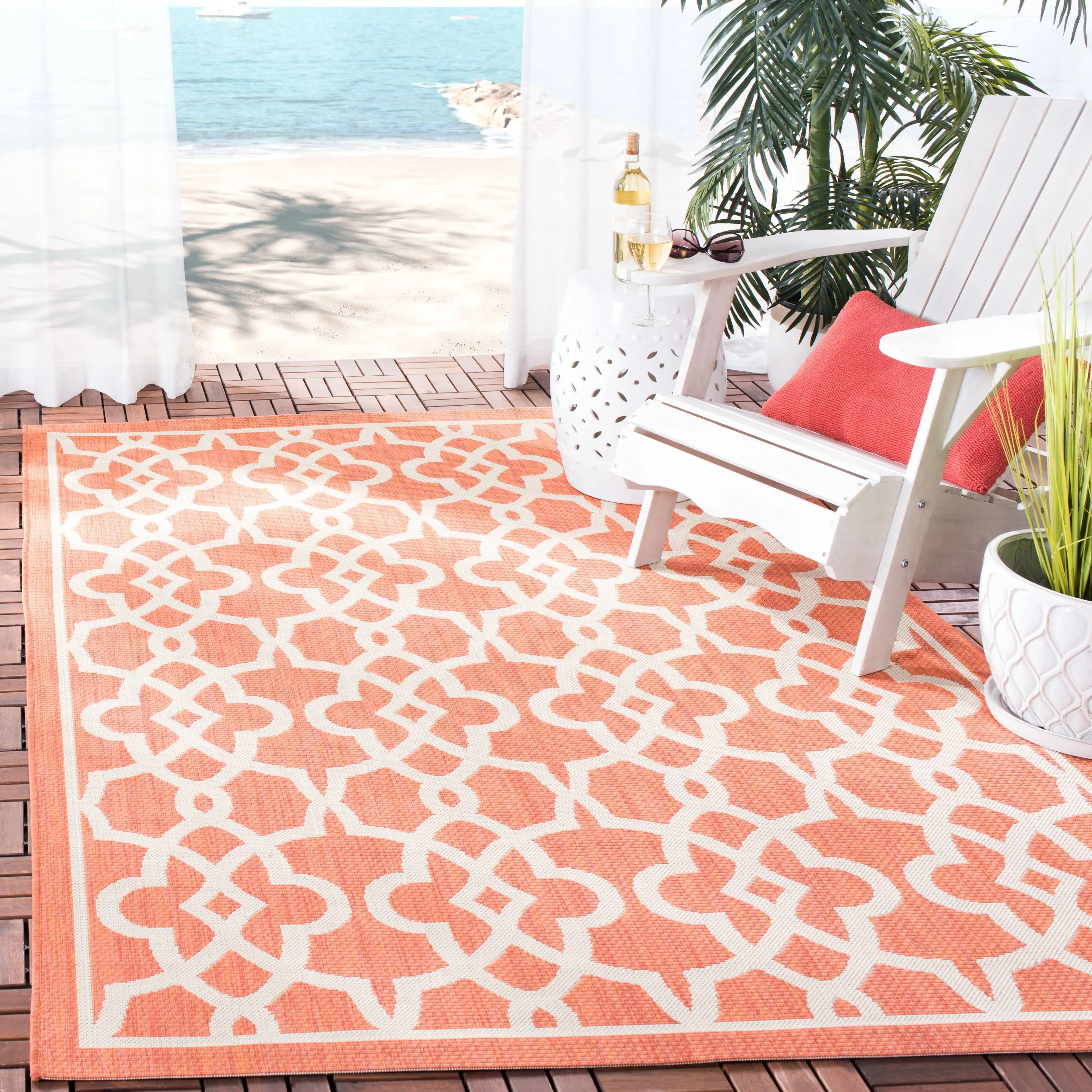 Safavieh Courtyard Terracotta/Beige Rug, 6'7" x 9'6"