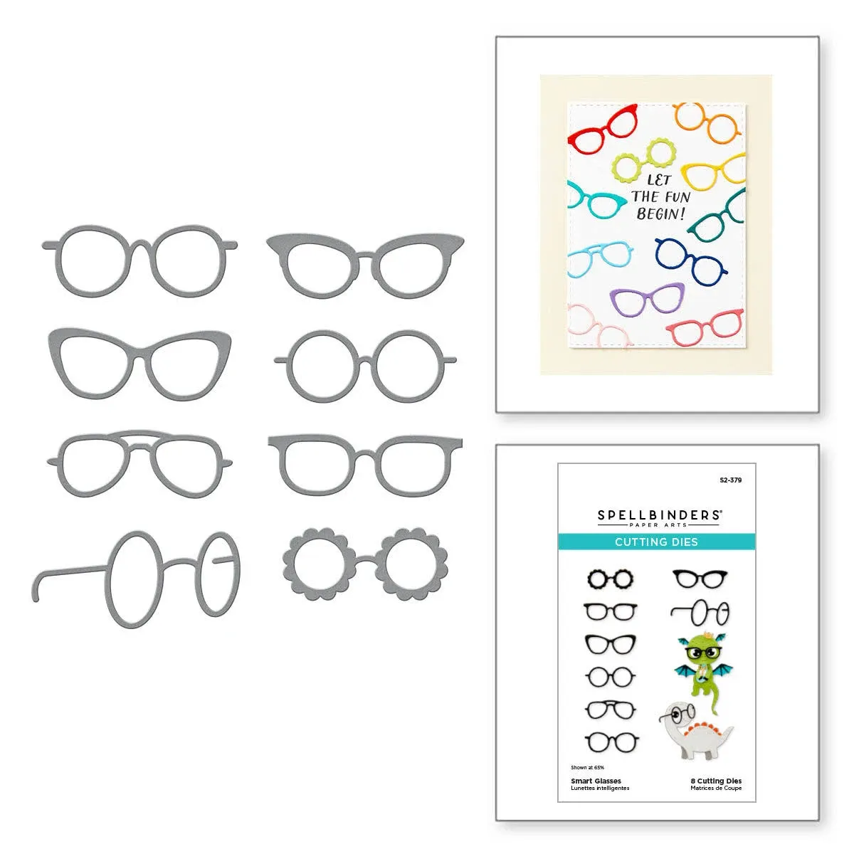 Spellbinders Smart Glasses Etched Dies from The Monster Birthday Collection, Metal, ONE