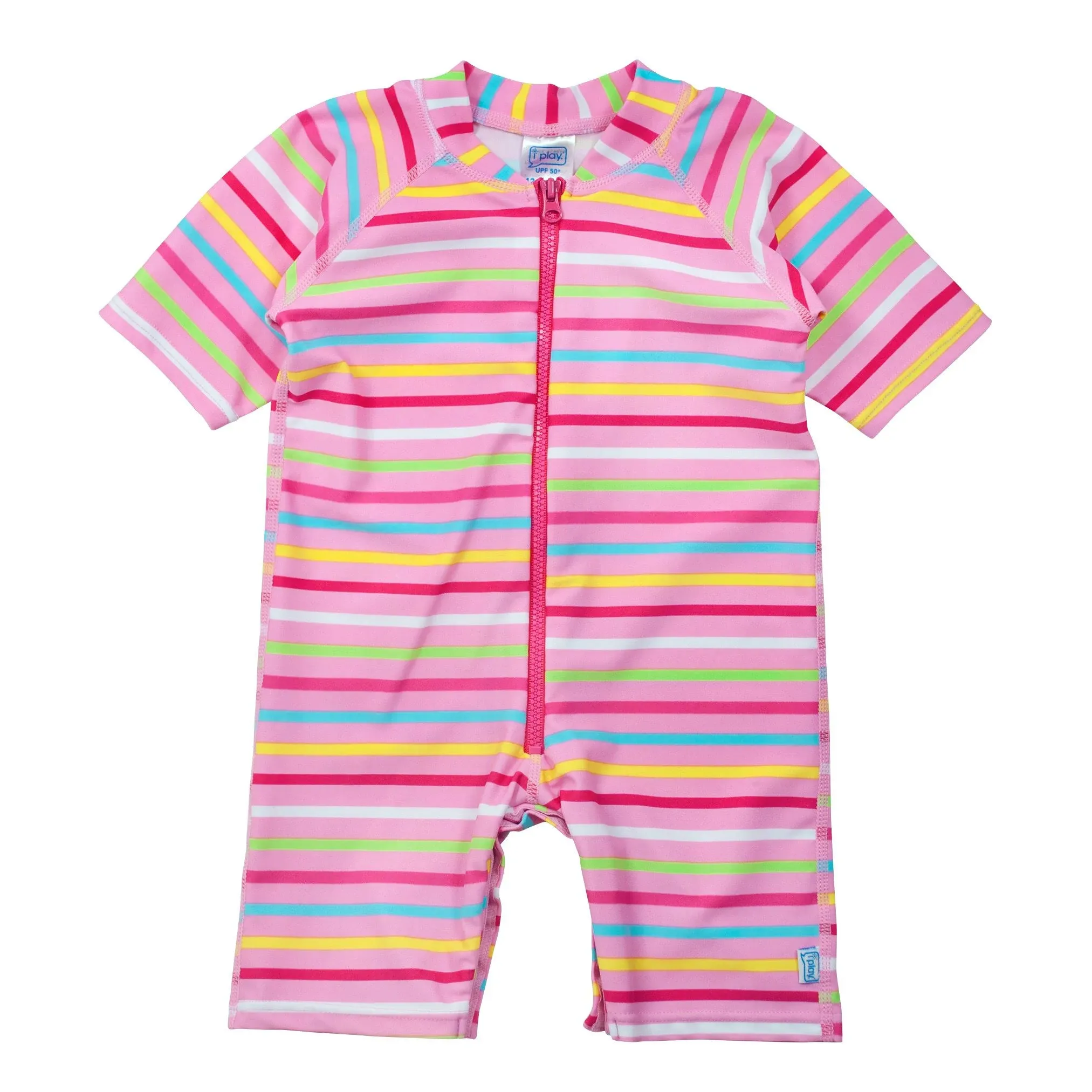 I Play One Piece Swimsuit Pink Stripe Swim Sunsuit 3T