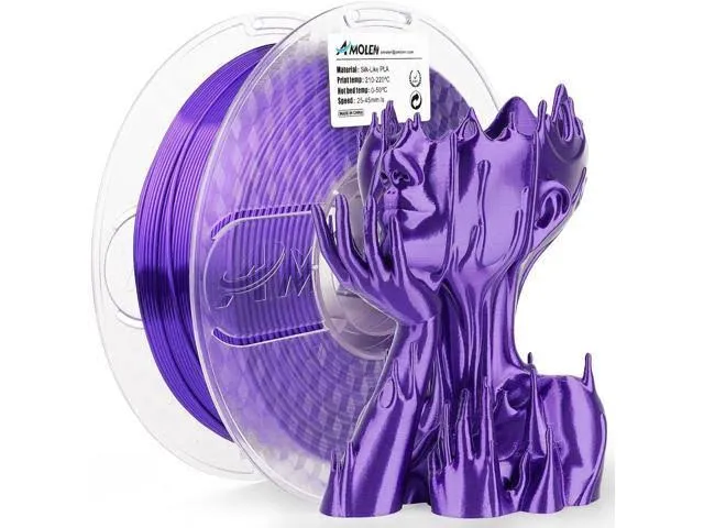 AMOLEN Silk PLA 3D Printer Filament, Shiny Silk Purple PLA Filament 1.75mm, 3D Printing PLA Filament for Most FDM 3D Printer, 1kg Spool(2.2lbs)