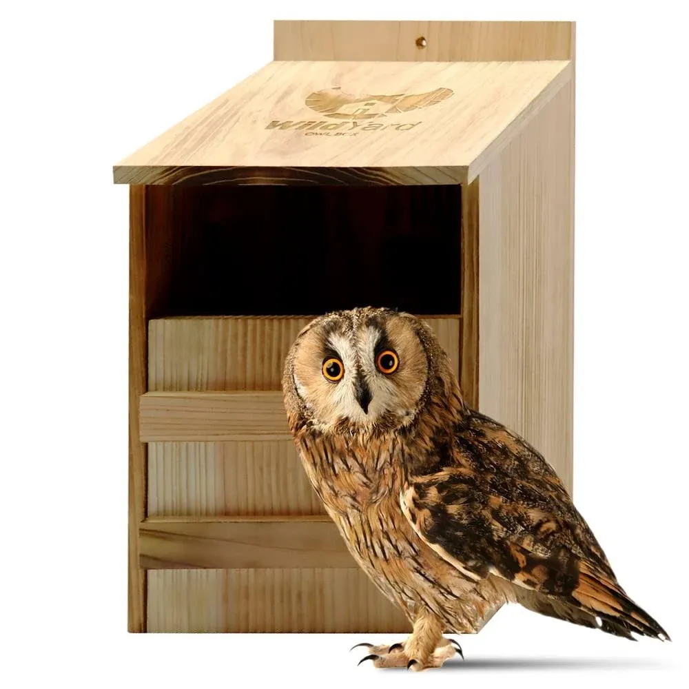 Owl House Real Wood - Easy to Hang - Prebuilt Owl Box for outside - Houses Owls 