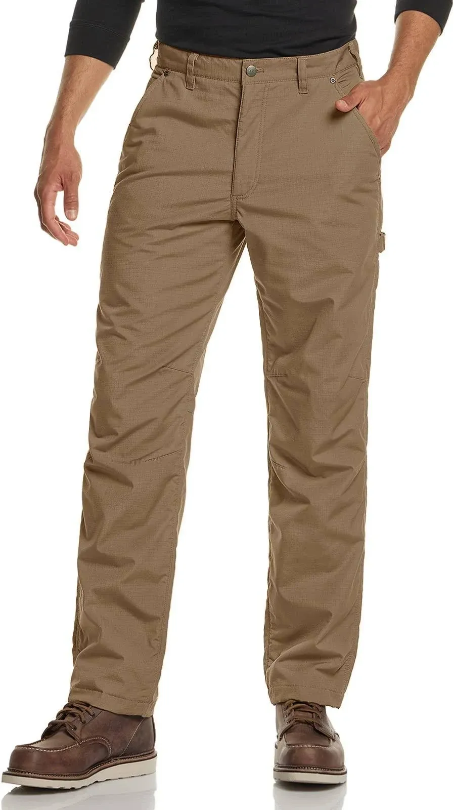 CQR Men's Winter Fleece Lined Pants, Water-Resistant Outdoor Stretch Work Pants, Windproof Casual Pants with Pockets