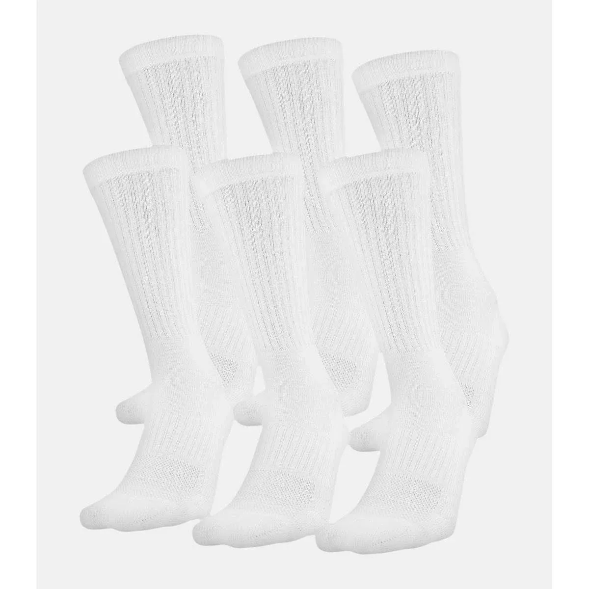 Under Armour Training Cotton Crew Socks for Men 3-Pair Pack - White - XL