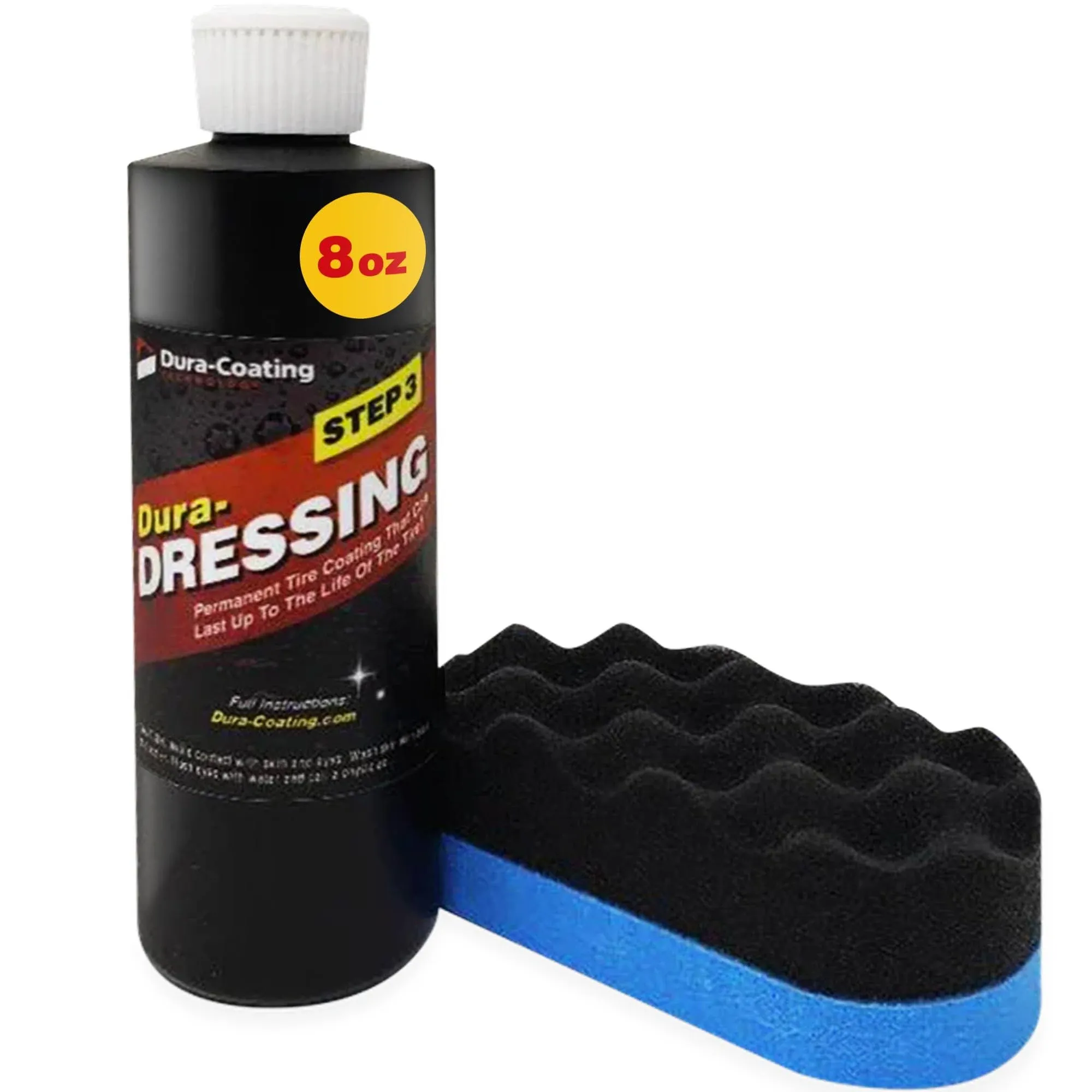 Dura-Dressing Tire Dressing Re-Load Kit, for Tires Already Coated with Dura-Dressing - Car Tire Shine for Ultimate High Gloss Shine, Protection & Renewal - XL 8oz Bottle - Made in USA