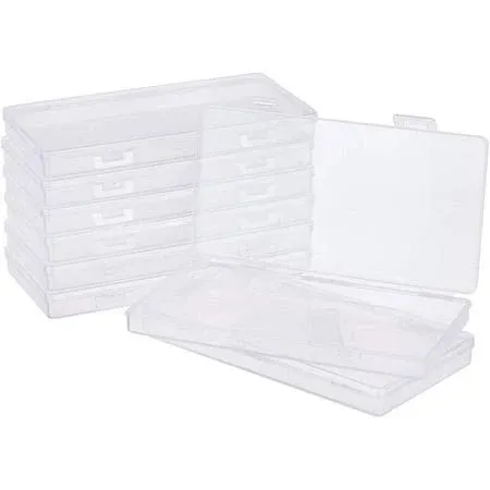 BENECREAT 8 Packs 6.5x3.5x0.6 inch Rectangle Clear Plastic Storage Box with ...